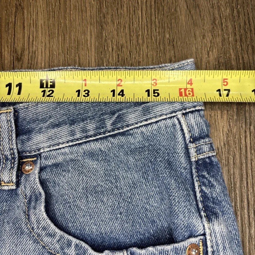 We The Free Ghost Town High Rise Long Distressed Women's Denim Shorts Size 30